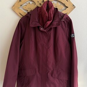 Lands End Women's Burgundy Jacket 3-1 size XL NWT